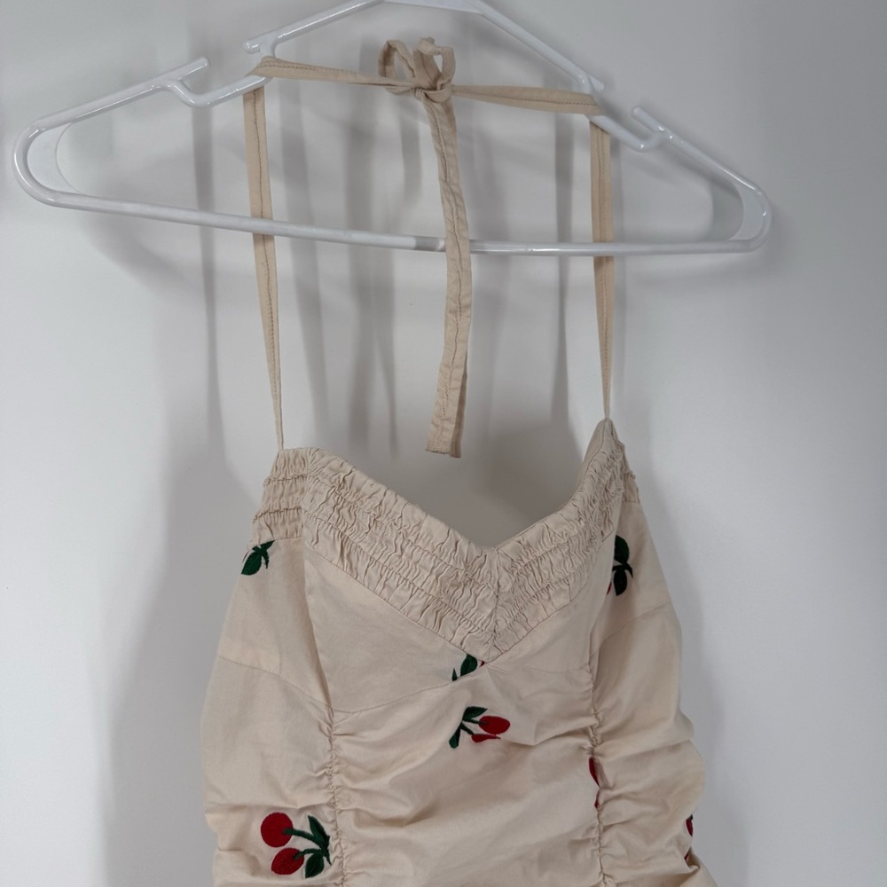 Betsey Johnson Vintage Cherry Print Dress Strapless Pinup Y2K Cherries Dress - Picture 3 of 7